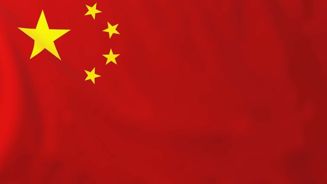 Flag of China, slow motion waving. Rendered using official design and colors.