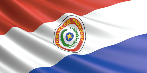 Flag of Paraguay waving in the wind.