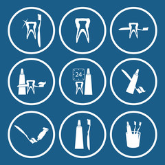 Set with dentist icons. Flat style