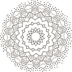 Ethnic Fractal Mandala Vector Meditation looks like Snowflake or Maya Aztec Pattern or Flower too Isolated on White