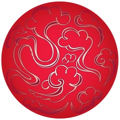 Contemporary cloud illustration in red