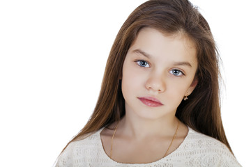Portrait of a charming brunette little girl