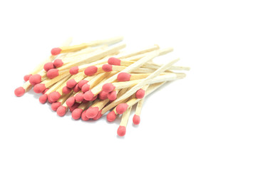 group of matches on white background