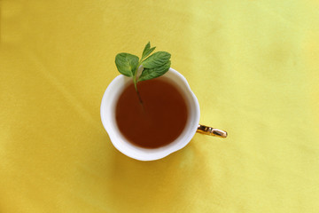 cup tea and mint