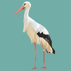 Stork bird animal low poly design. Triangle vector illustration.