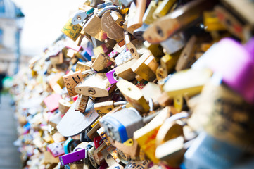 Love lock on a bridge in Paris