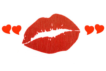 Red lips in heart quotes