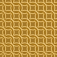 Бесшовная желтая и золотая текстура сплетённых колец на желтом фоне