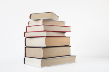stack of Old books isolated on white..