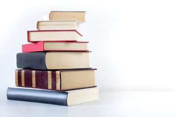 stack of Old books isolated on white..