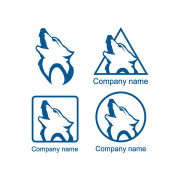 Set of logos with a wolf head