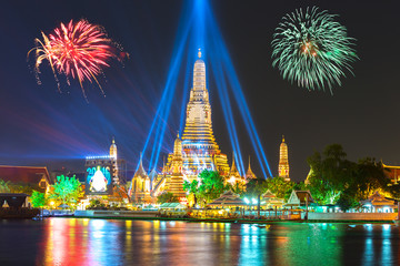 Happy new year 2016,Countdown 2016 at Wat ArunTemple,Fireworks,W
