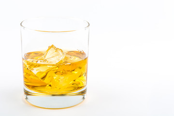 Glass of whiskey and ice