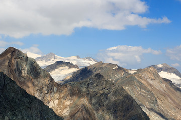 Panorama view with mountain Gro&szlig;venediger and glaciers in Hohe Tauern Alps, Austria