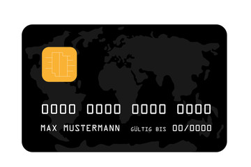 Schwarze Kreditkarte mit Weltkarte