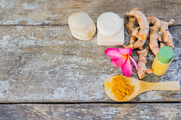 Close up view of spa theme objects on grey background.