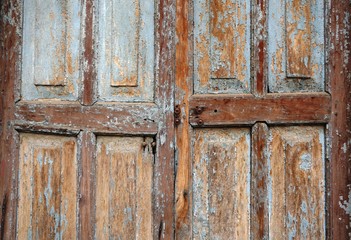 Old painted wooden door