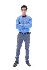 full length portrait of young handsome man isolated on white