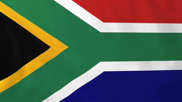 Flag of South Africa, slow motion waving. Rendered using official design and colors.