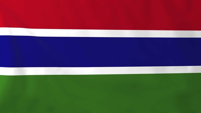 Flag of Gambia, slow motion waving. Rendered using official design and colors.