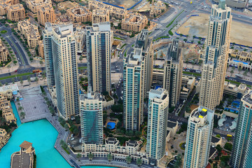 Modern buildings in Dubai Downtown from above