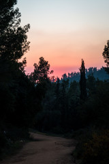 winter sunset in Israel, mount Eitan, hasataf
