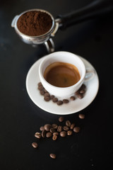 coffee latte in coffee shop vintage color