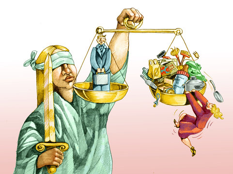 on the scales of justice for men and women
