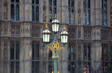 Fototapeta na wymiar LONDON, UK - SEPTEMBER 10, 2015: Palace of Westminster and lantern. London UK