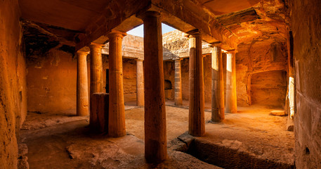 Ancient tomb interior, panoramic view