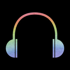 Watercolor headphones icon