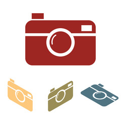 Digital photo camera icon set. Isometric effect