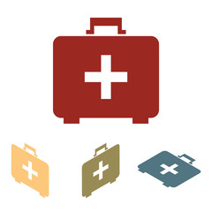 First aid box icon set. Isometric effect