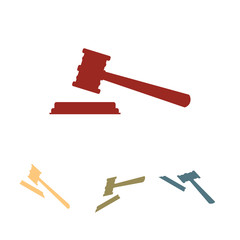 Justice hammer vector icon  set. Isometric effect