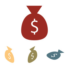 Money bag icon  set. Isometric effect