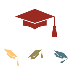 Mortar Board or Graduation Cap, Education symbol  set. Isometric