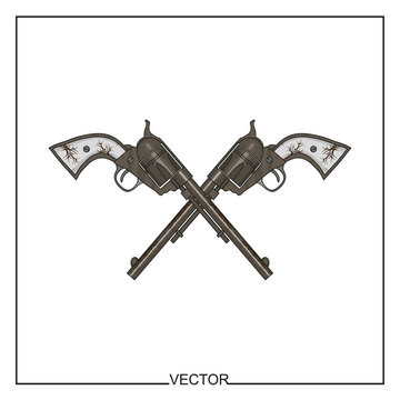 Vector illustration of old revolvers