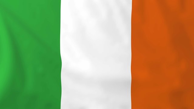 Flag of Ireland, slow motion waving. Rendered using official design and colors.