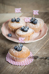 Homemade blueberry muffin with berries