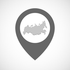 Isolated map marker with  a map of Russia