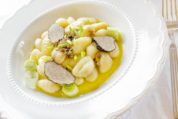 Italian gnocchi with onion and truffle