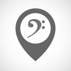 Isolated map marker with an F clef