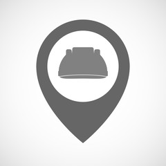 Isolated map marker with a work helmet