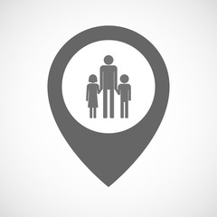 Isolated map marker with a male single parent family pictogram