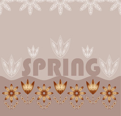 Vector background with flowers and the words spring.