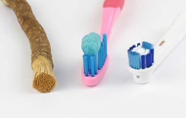 Toothbrush and old islamic traditional natural toothbrush Miswak (Salvadora persica) was used by the Babylonians some 7000 years ago and Greek, Roman empires and also by ancient Egyptians and Muslims