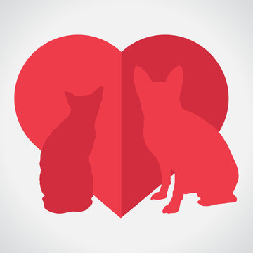 Heart CAT DOG red. Veterinary Sign