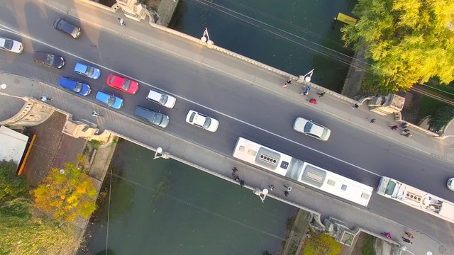 Flight over a circulated bridge