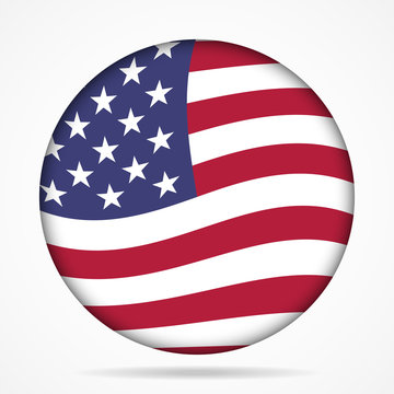 button with waving flag of USA