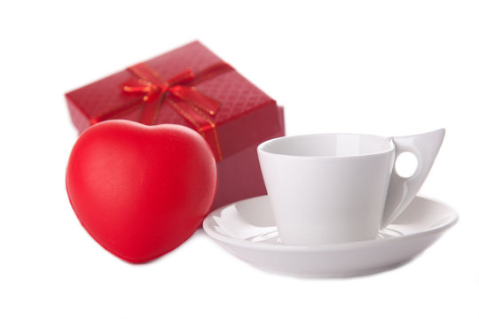 gift heart and coffee cup